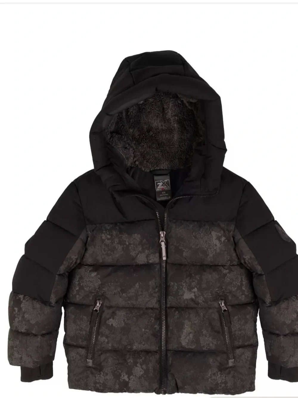 ZeroXposur Boys' Black Hooded Quilted Puffer Jacket